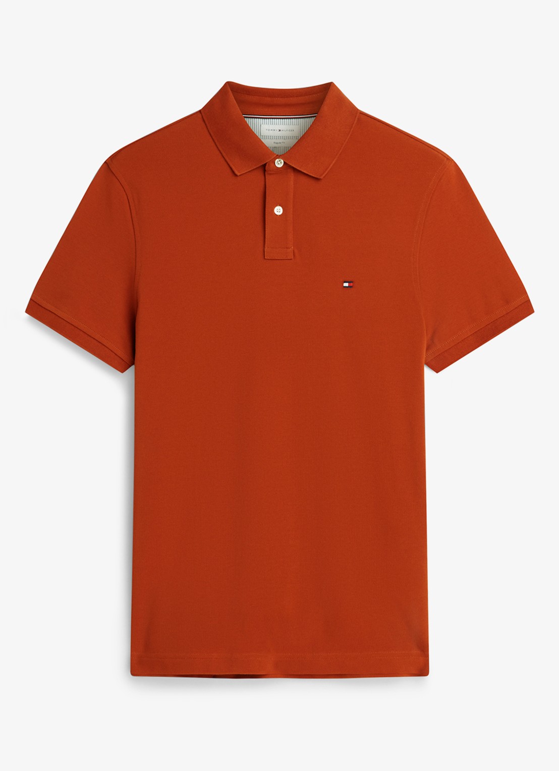 Tommy Hilfiger Core regular fit polo van piqué katoen met logoborduring - voorkant 2 rusty ochre-s0f / oranje