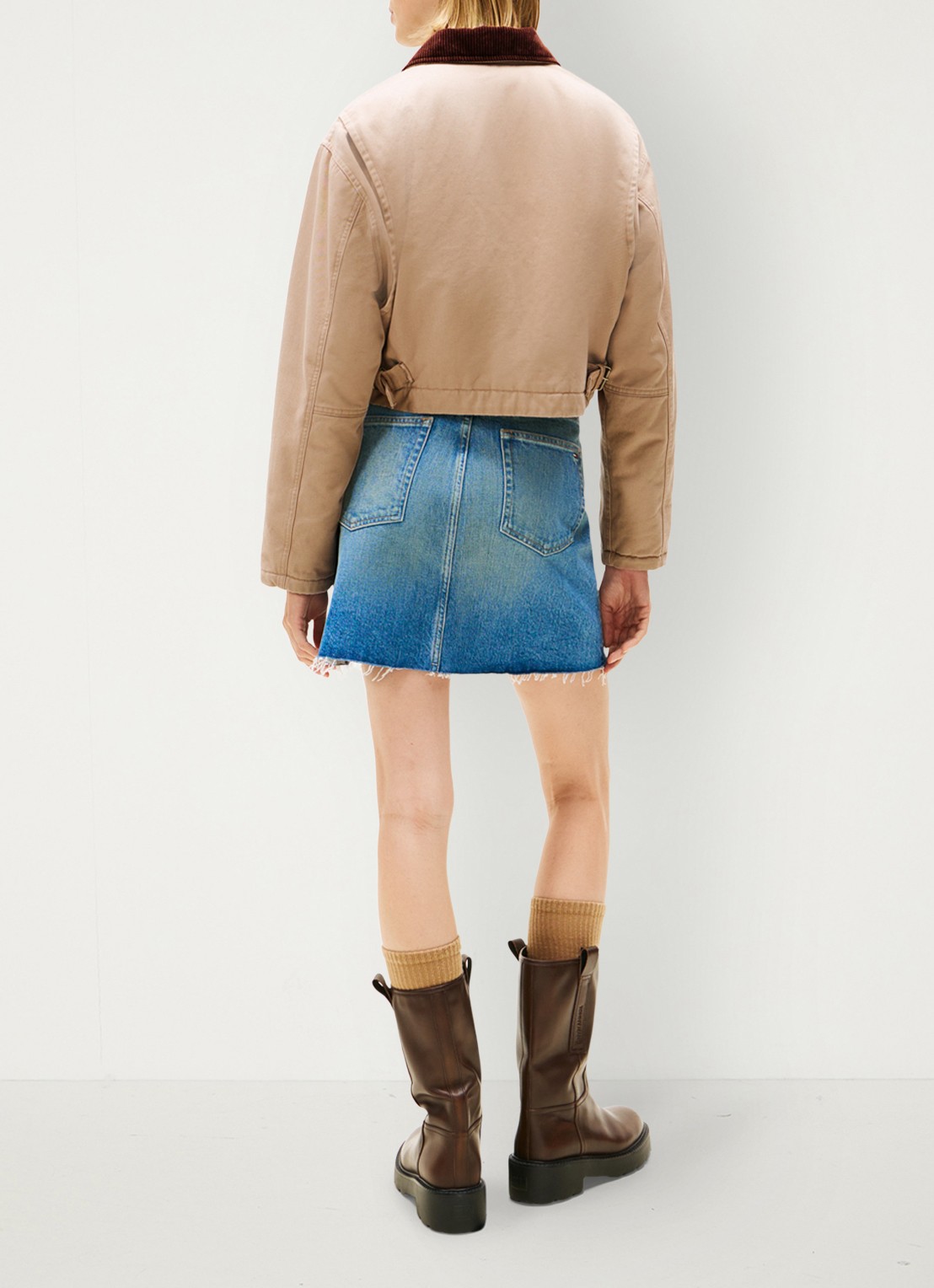 Tommy Hilfiger Cropped jack met borstzak - achterkant 5 beige
