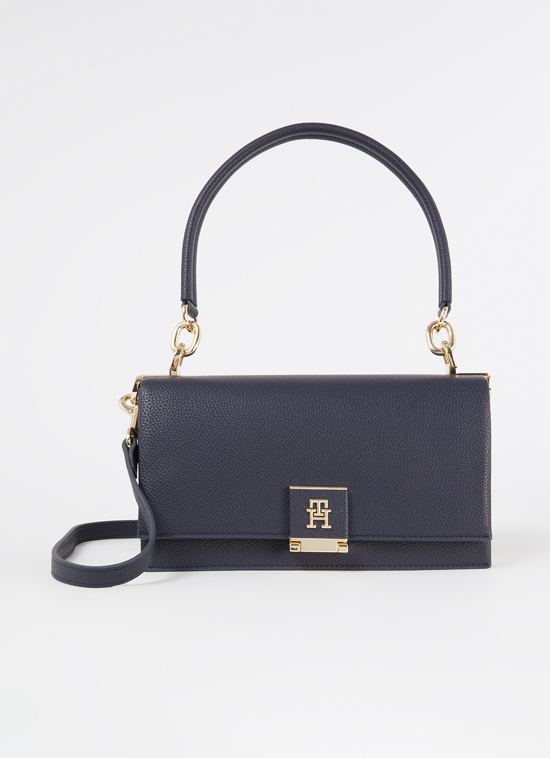 Tommy Hilfiger Crossbodytas met afneembare schouderriem - voorkant 4 donkerblauw