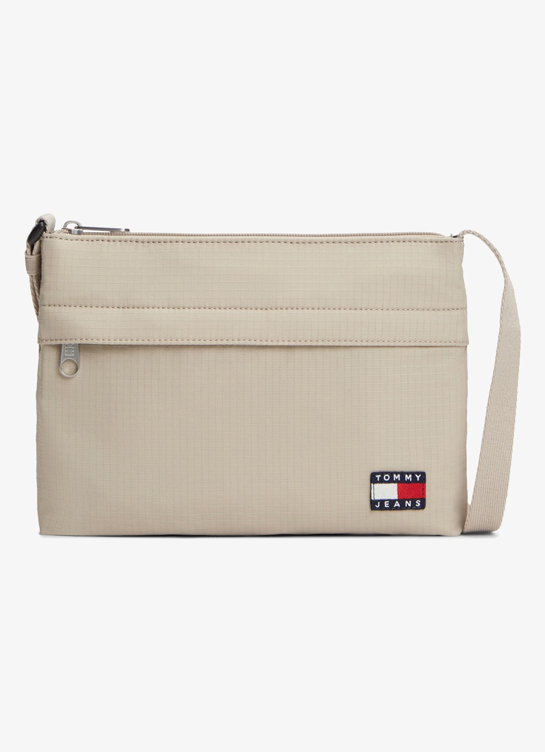 Tommy Hilfiger Crossbodytas met logo - voorkant 5 beige