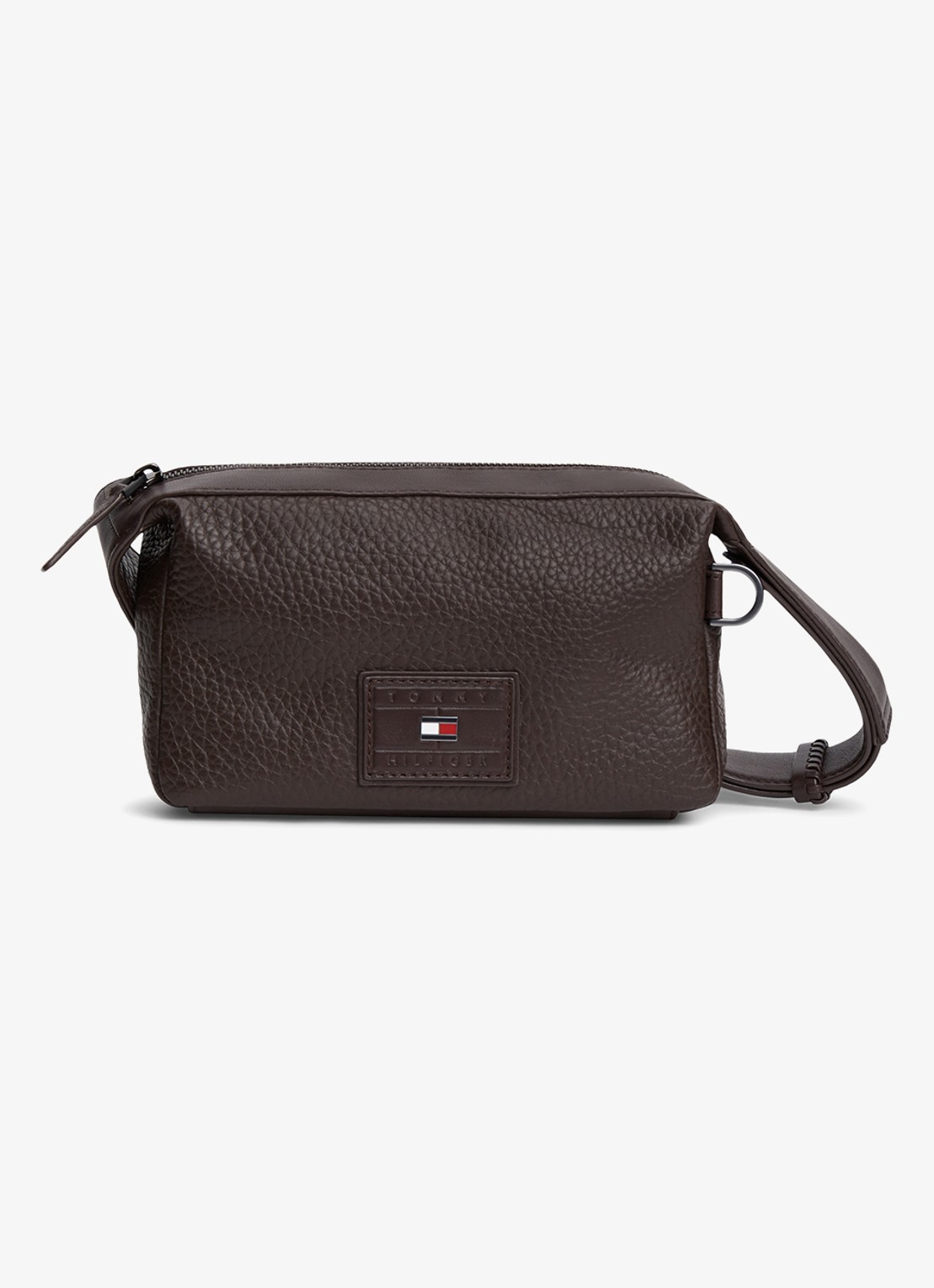 Tommy Hilfiger Crossbodytas met logo - voorkant donkerbruin