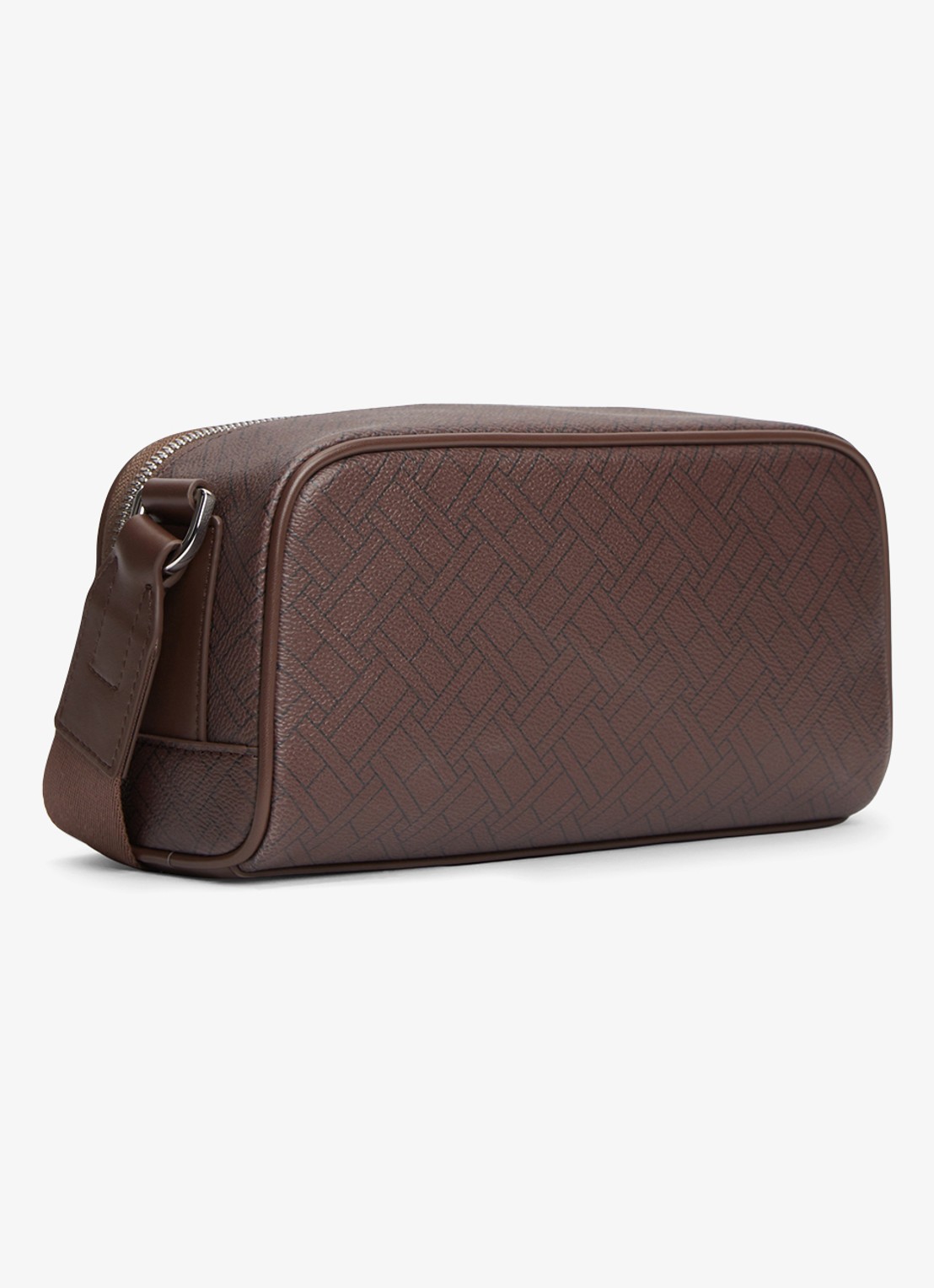 Tommy Hilfiger Crossbodytas met logoprint - achterkant 3 donkerbruin
