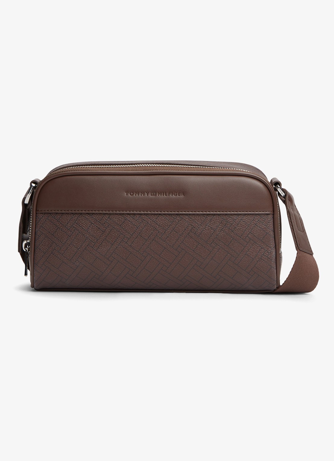 Tommy Hilfiger Crossbodytas met logoprint - voorkant 4 donkerbruin