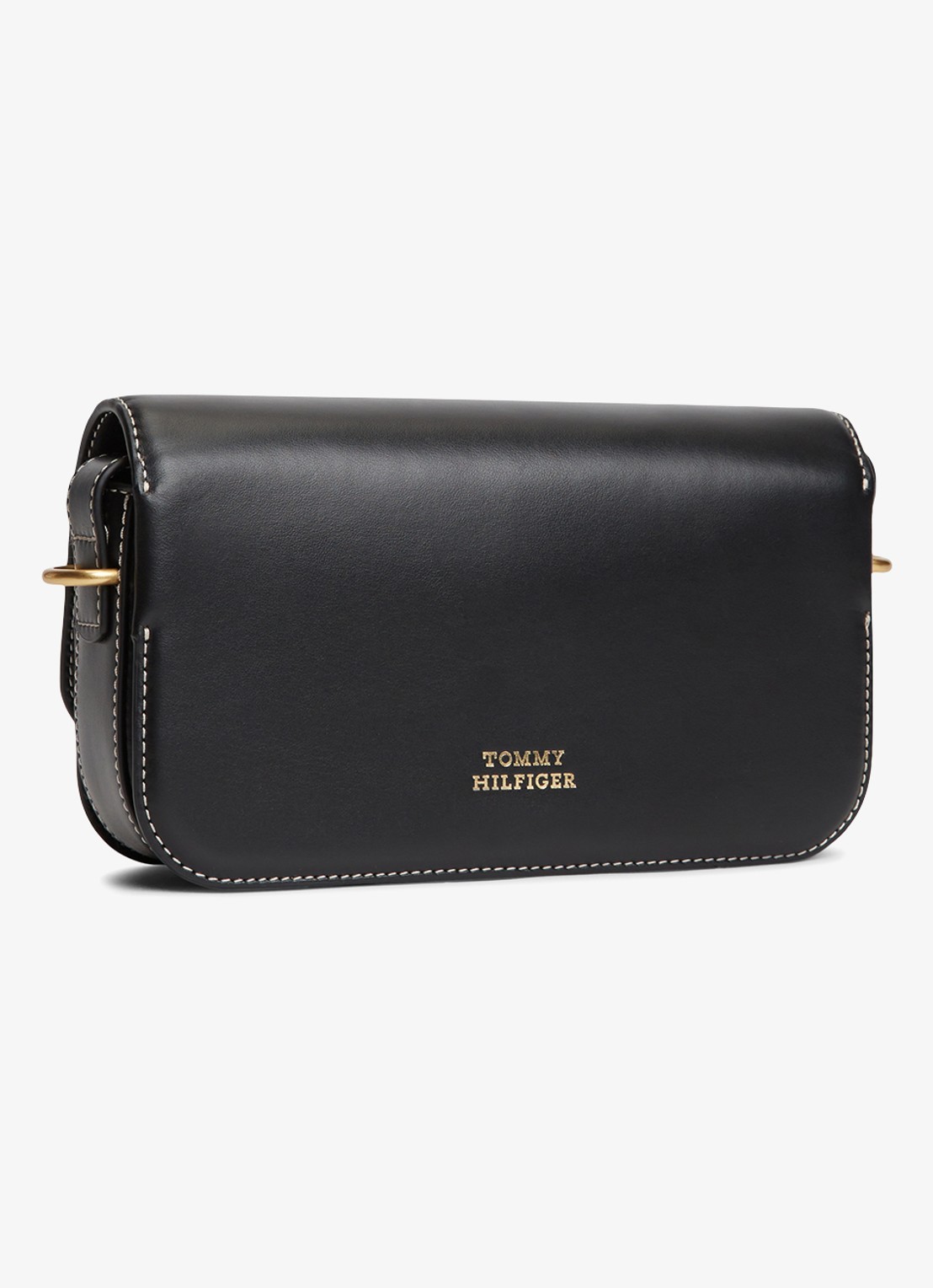 Tommy Hilfiger Crossbodytas van leer met logo - achterkant zwart