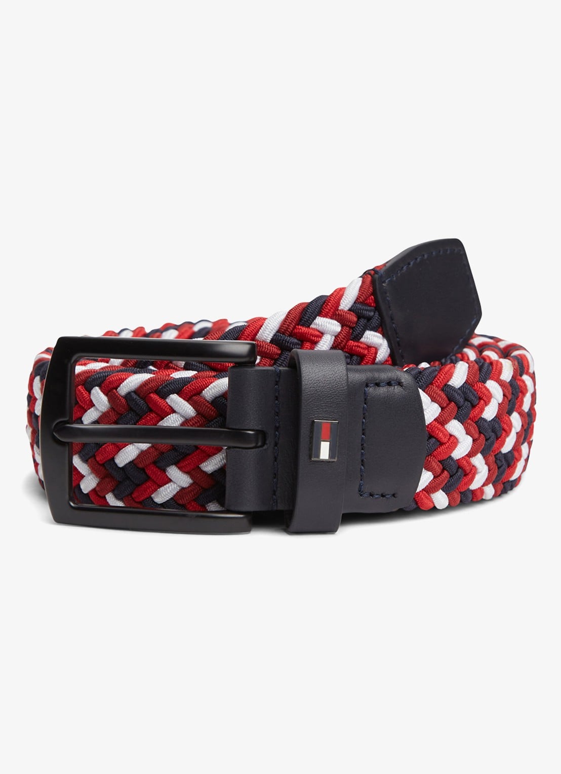 Tommy Hilfiger Denton 3.5 riem met gevlochten detail - voorkant rood