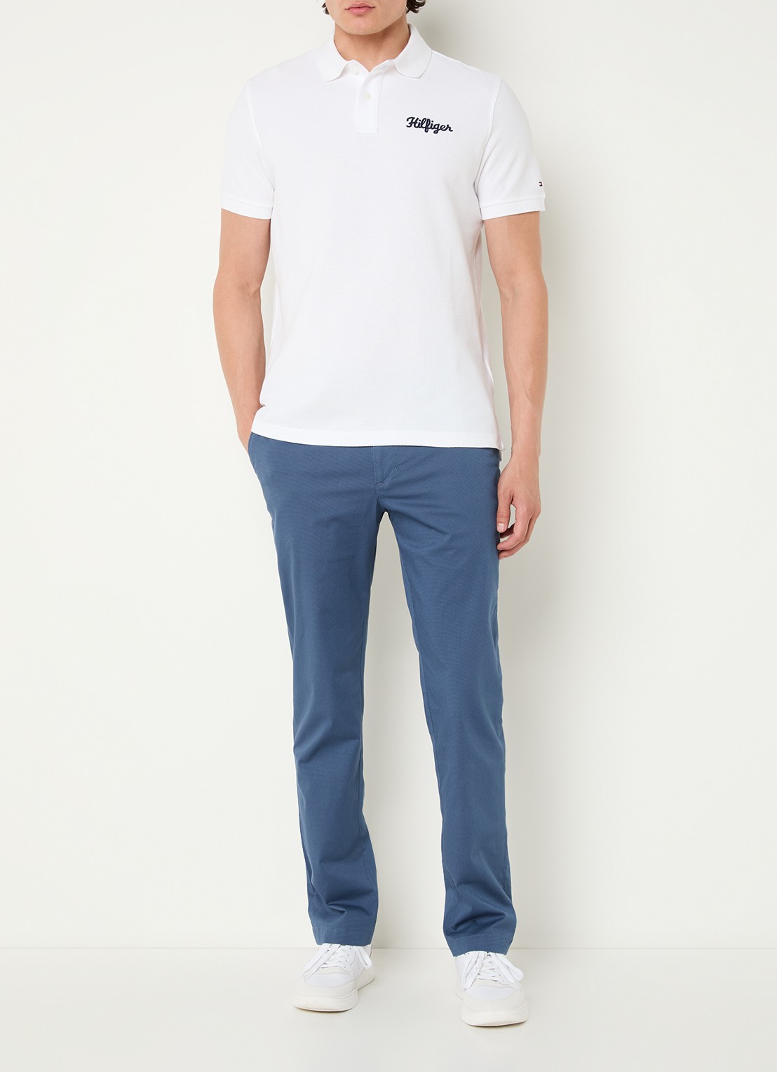 Tommy Hilfiger Denton slim fit chino met steekzakken  - voorkant 3 staalblauw
