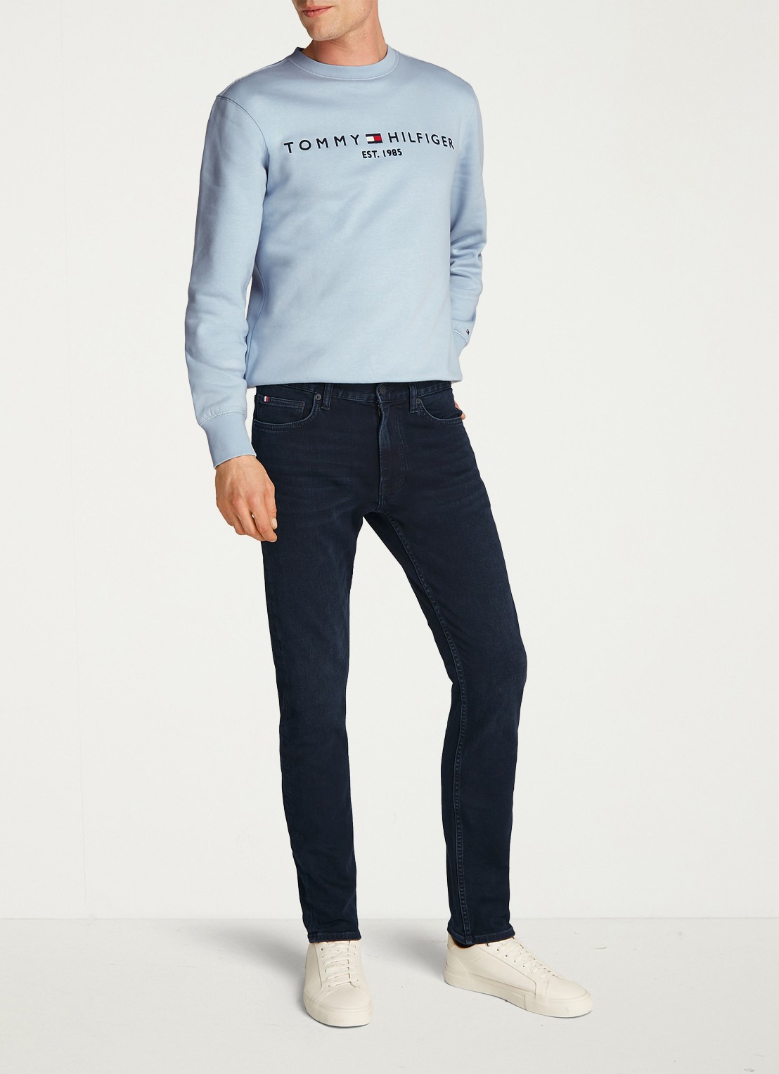 Tommy Hilfiger Denton slim fit jeans met steekzakken - voorkant 3 donkerblauw