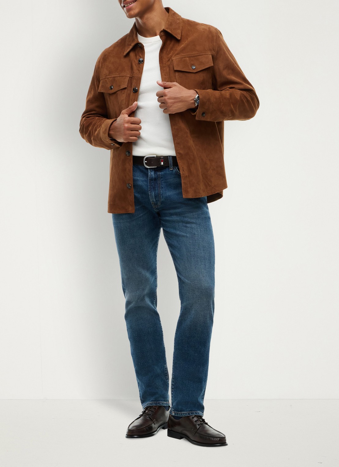 Tommy Hilfiger Denton slim-straight fit jeans met medium wassing - voorkant 9 indigo