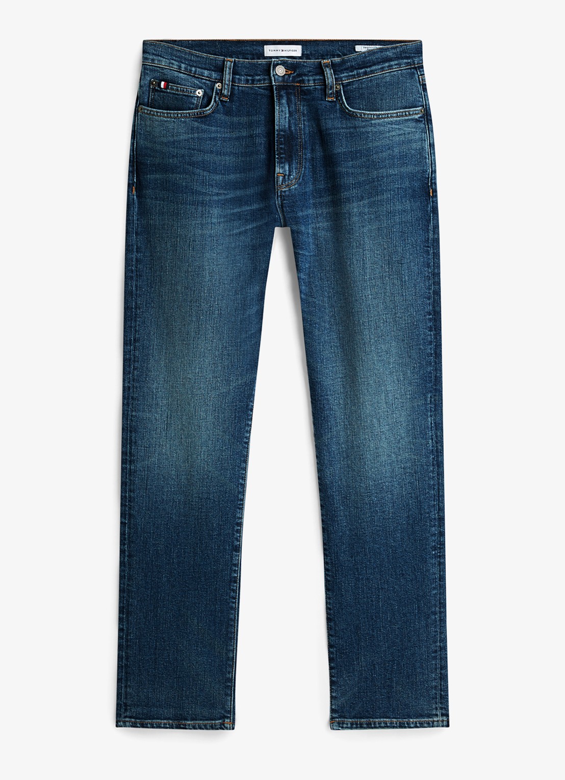 Tommy Hilfiger Denton slim-straight fit jeans met medium wassing - voorkant 10 indigo