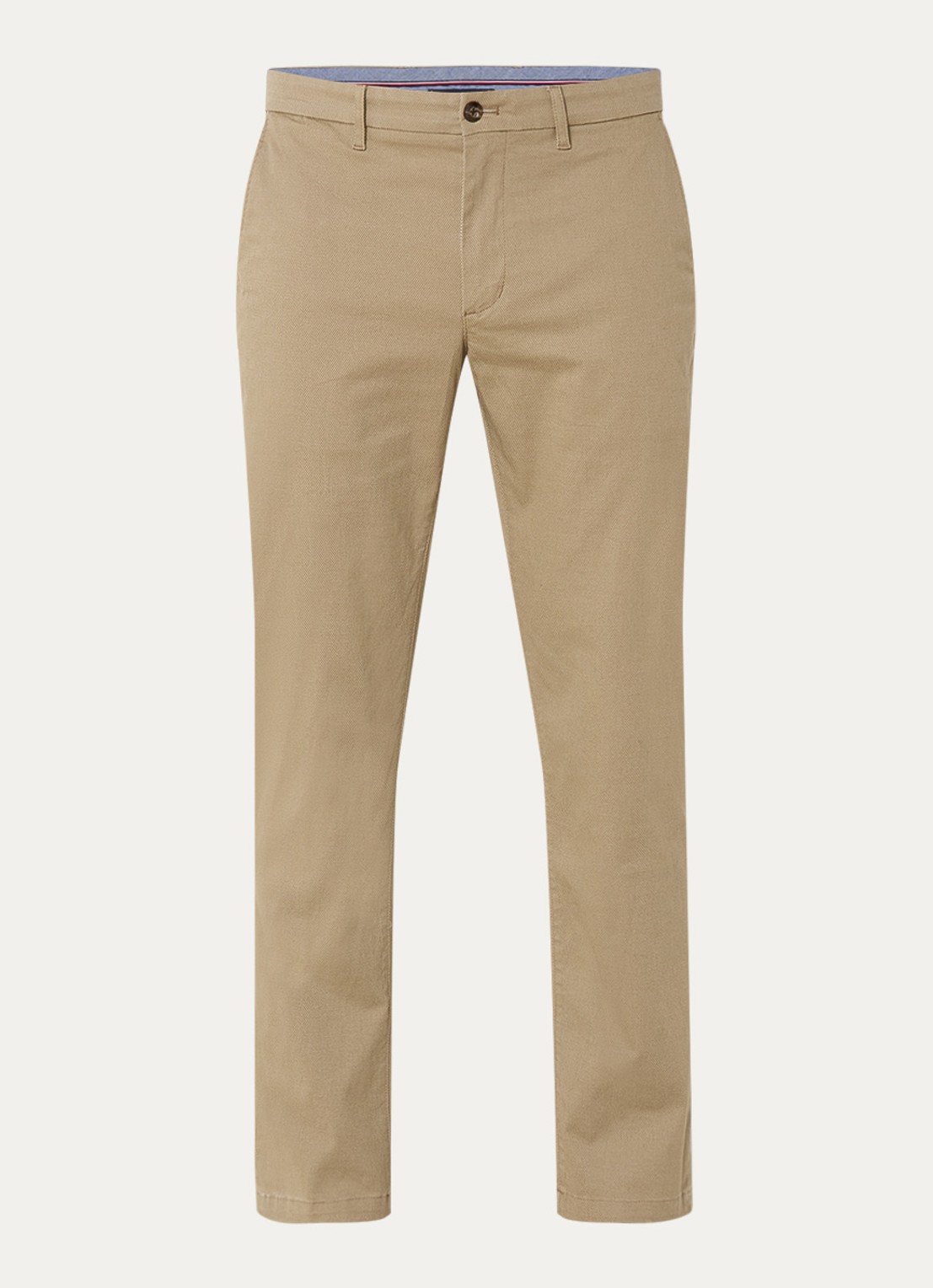 Tommy Hilfiger Denton straight fit chino met steekzakken - voorkant khaki