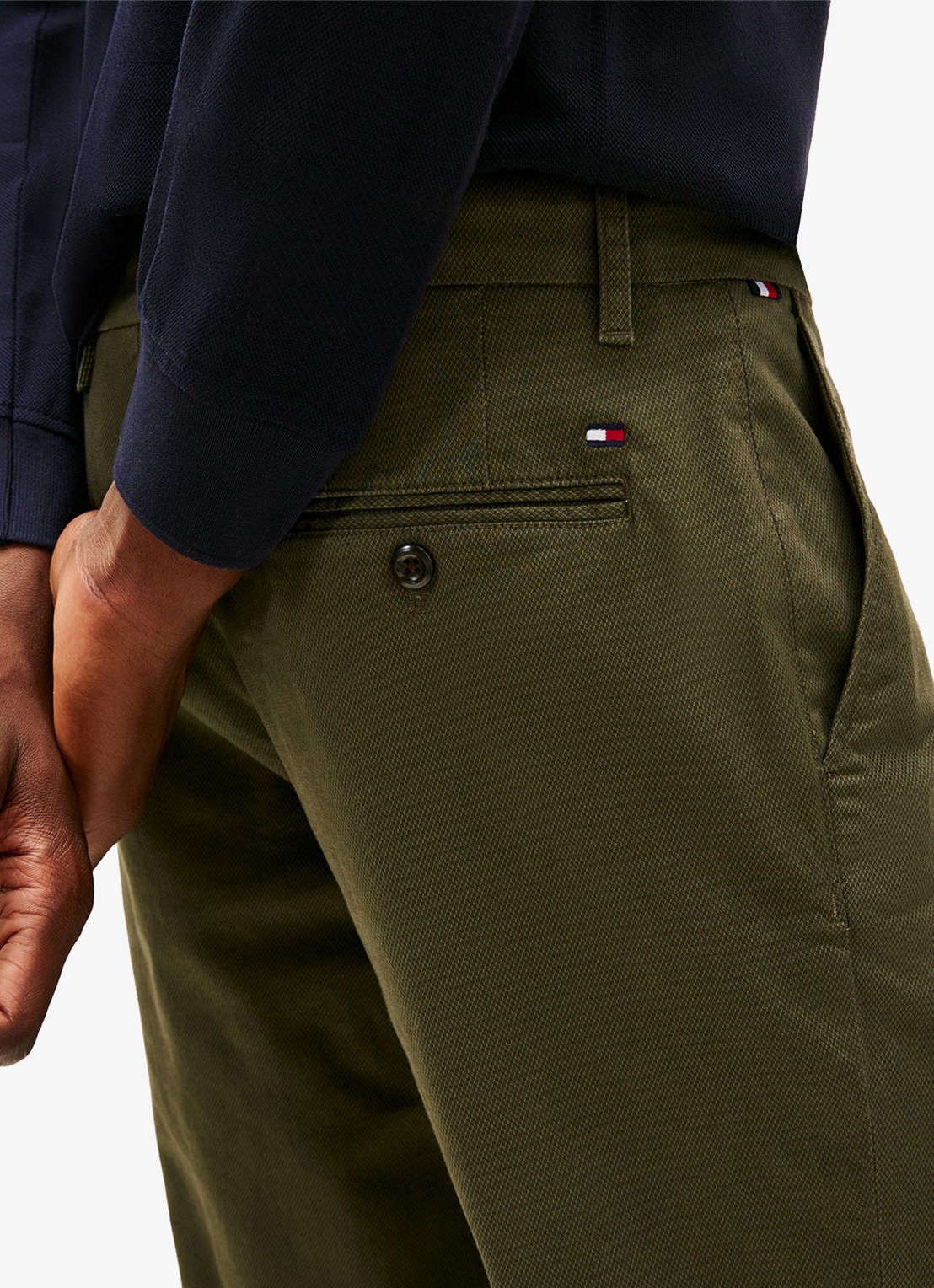 Tommy Hilfiger Denton straight fit chino met steekzakken - detail 5 mosgroen