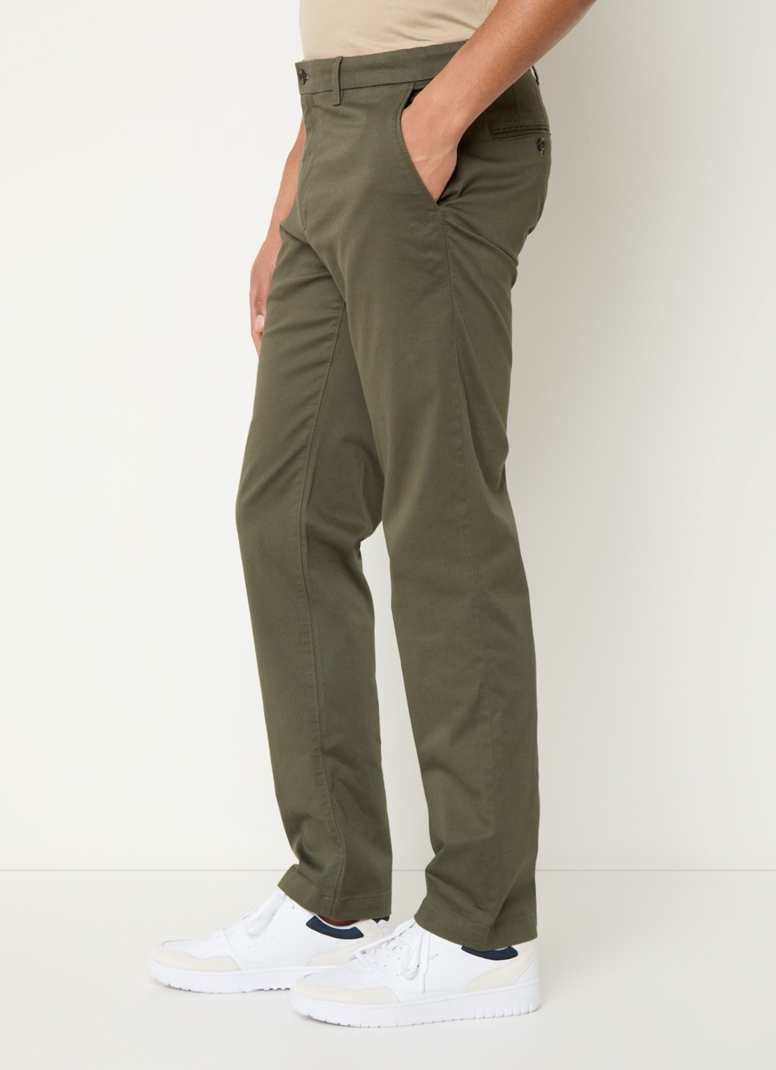 Tommy Hilfiger Denton straight fit chino met steekzakken - detail 7 mosgroen