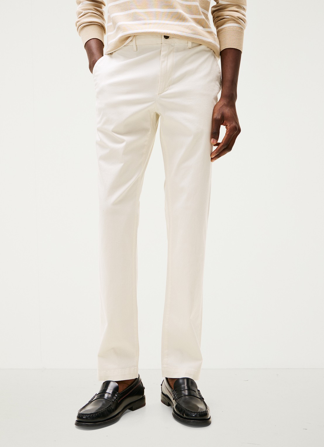 Tommy Hilfiger Denton straight fit chino met steekzakken - detail beige