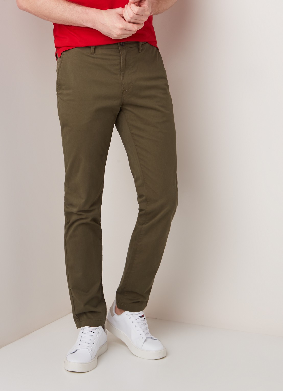 Tommy Hilfiger Denton straight fit chino met stretch - detail 3 legergroen