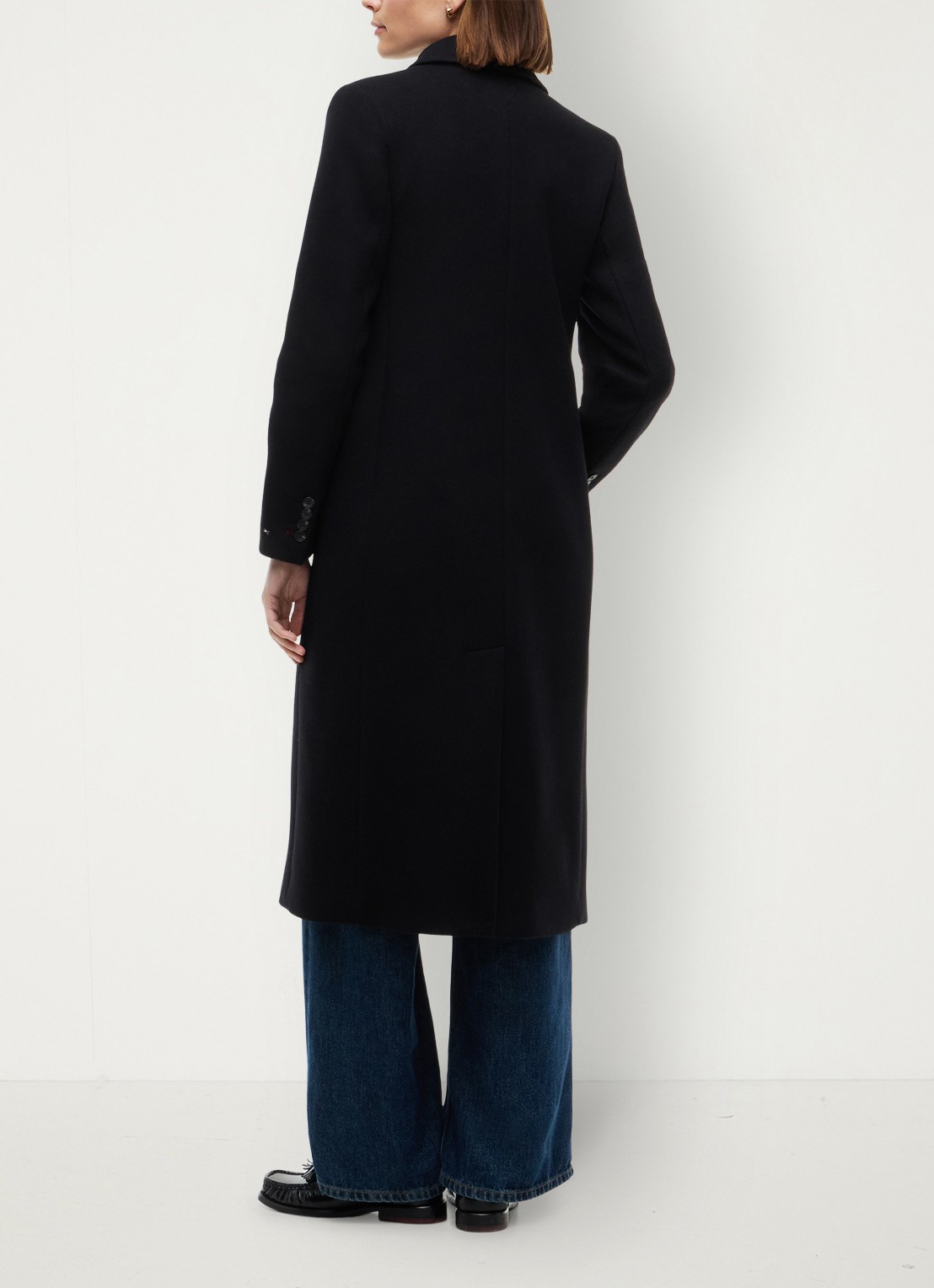 Tommy Hilfiger Double-breasted mantel in wolblend  - achterkant zwart