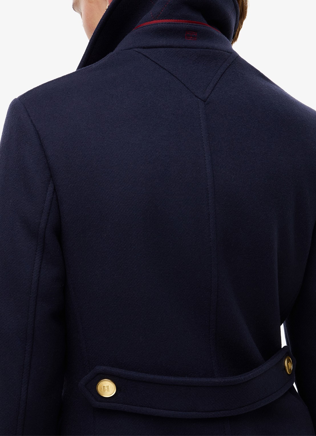 Tommy Hilfiger Double-breasted mantel in wolblend - detail 2 donkerblauw