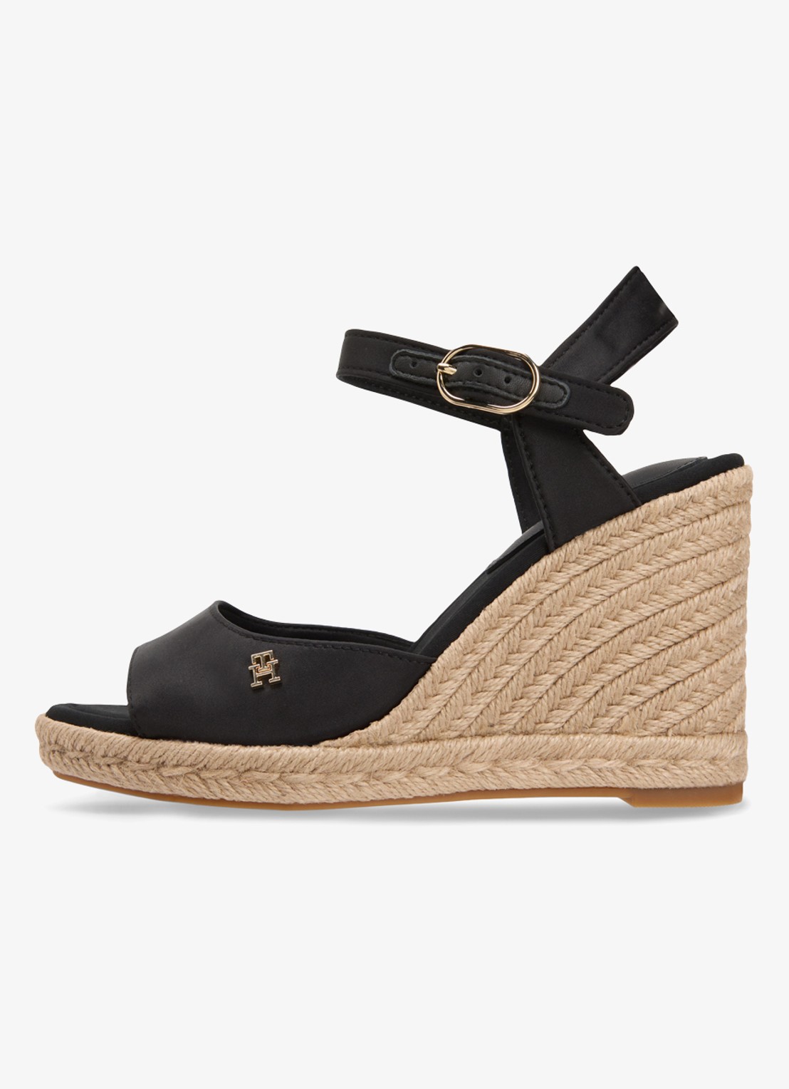Tommy Hilfiger Espadrille met hak - voorkant zwart