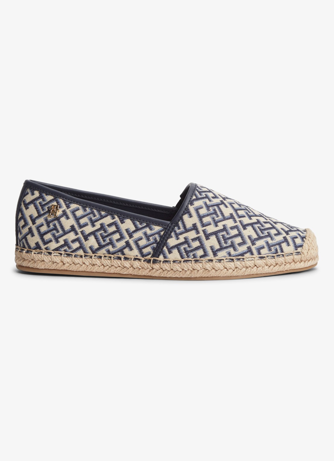 Tommy Hilfiger Espadrille met logoprint - voorkant 5 donkerblauw