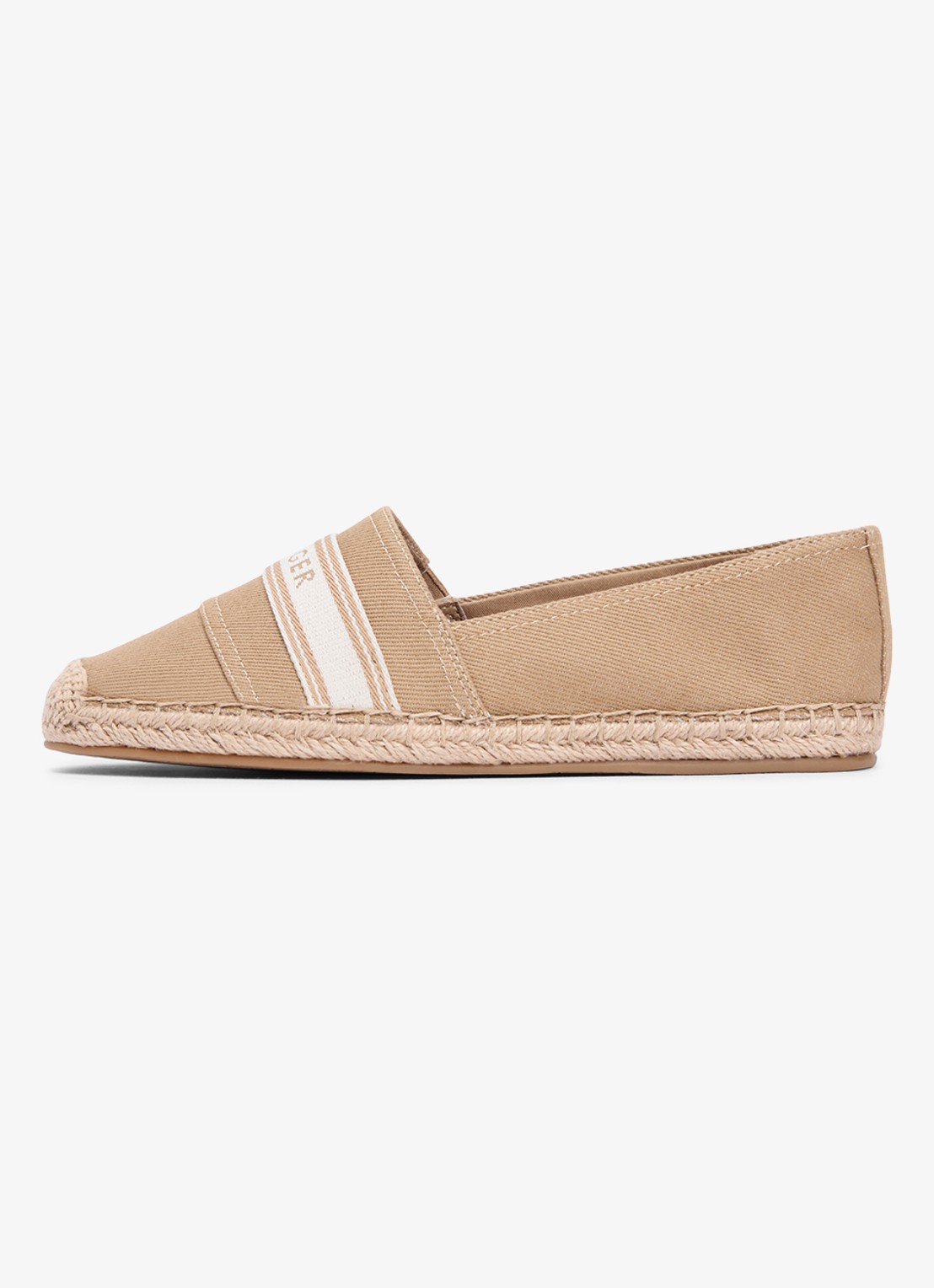 Tommy Hilfiger Espadrille van canvas met logo - voorkant 2 bruin