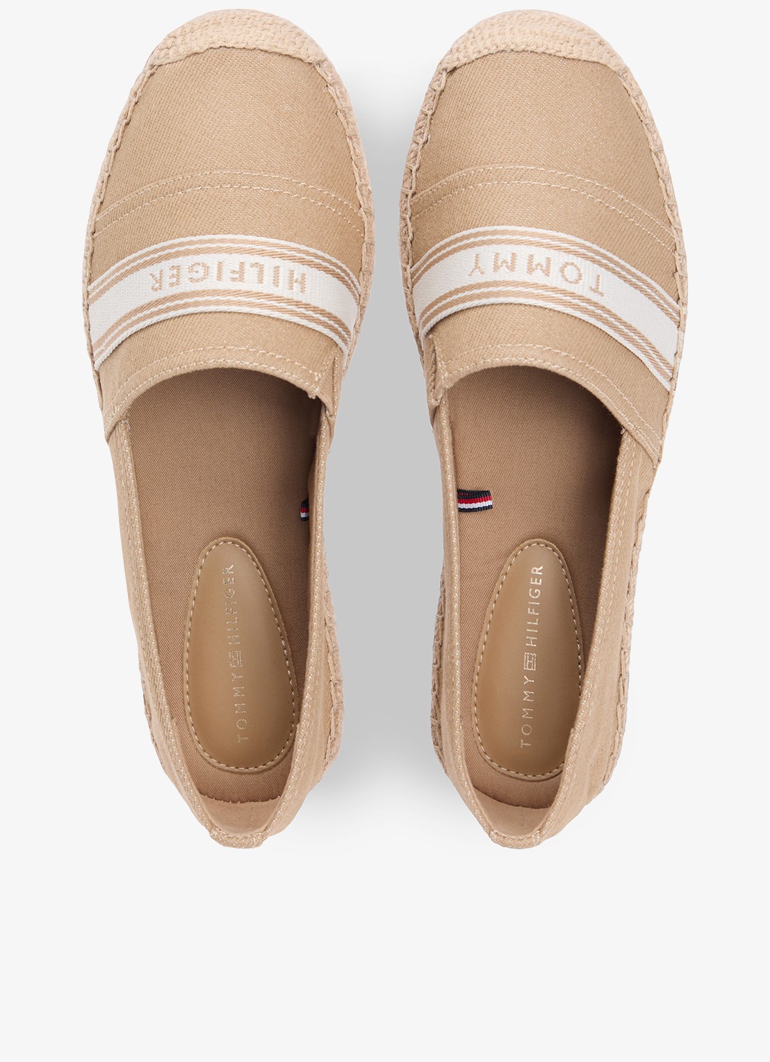 Tommy Hilfiger Espadrille van canvas met logo - voorkant 3 bruin
