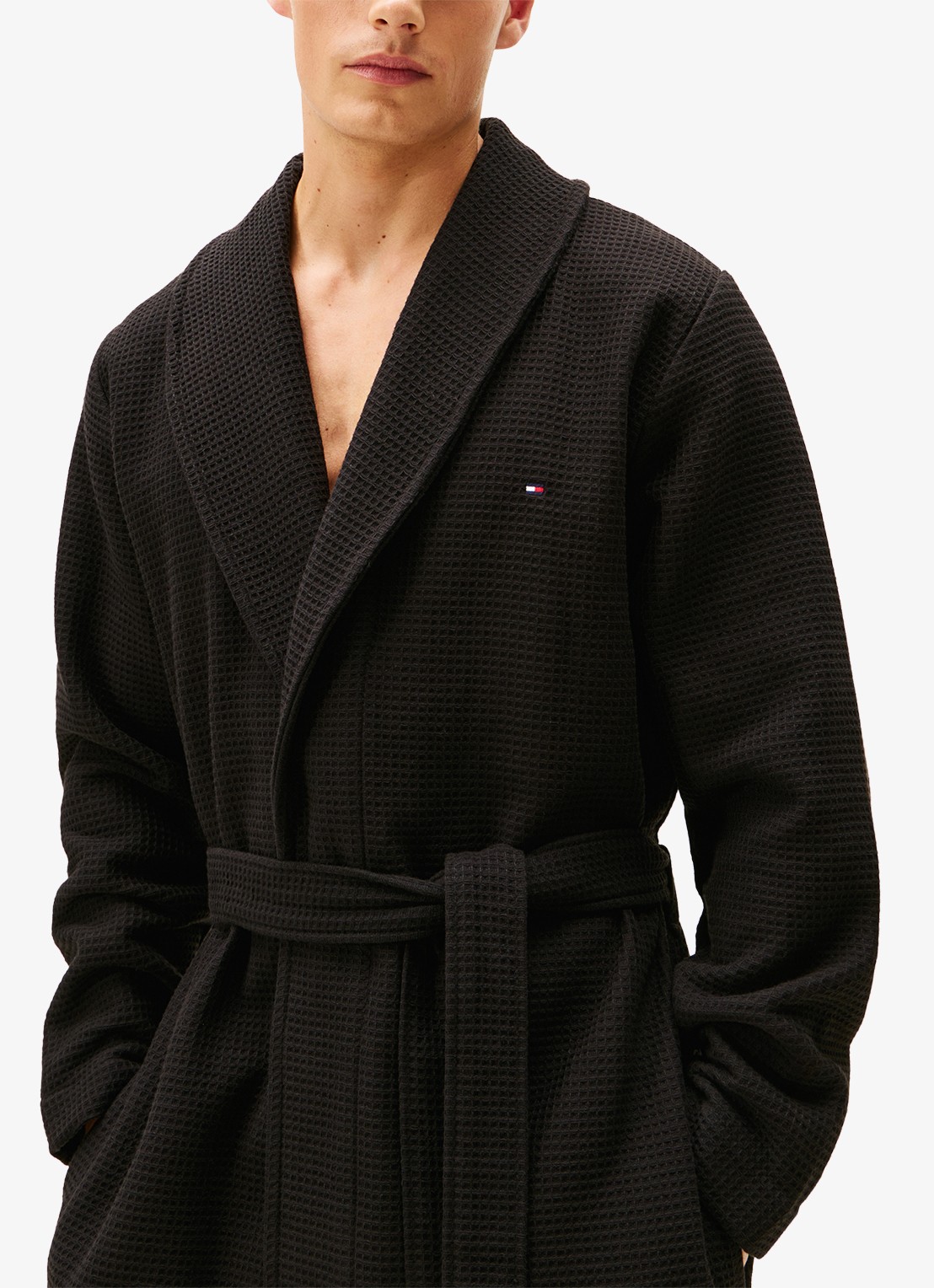 Tommy Hilfiger Essential badjas met structuur - detail 2 zwart