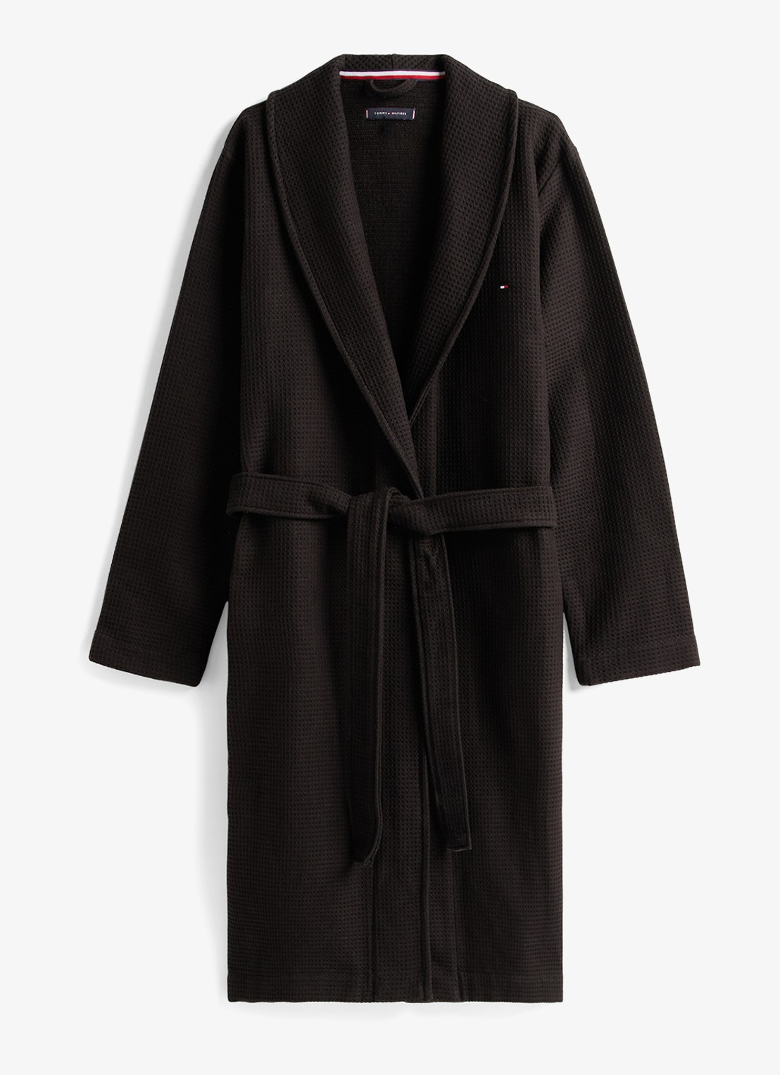 Tommy Hilfiger Essential badjas met structuur - voorkant 4 zwart