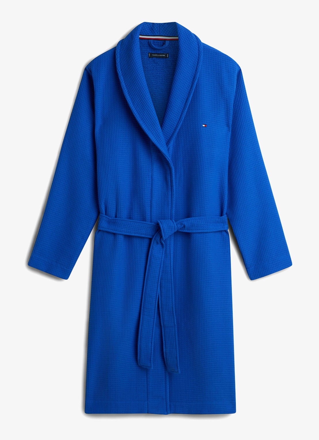 Tommy Hilfiger Essential badjas met structuur - voorkant 3 kobaltblauw