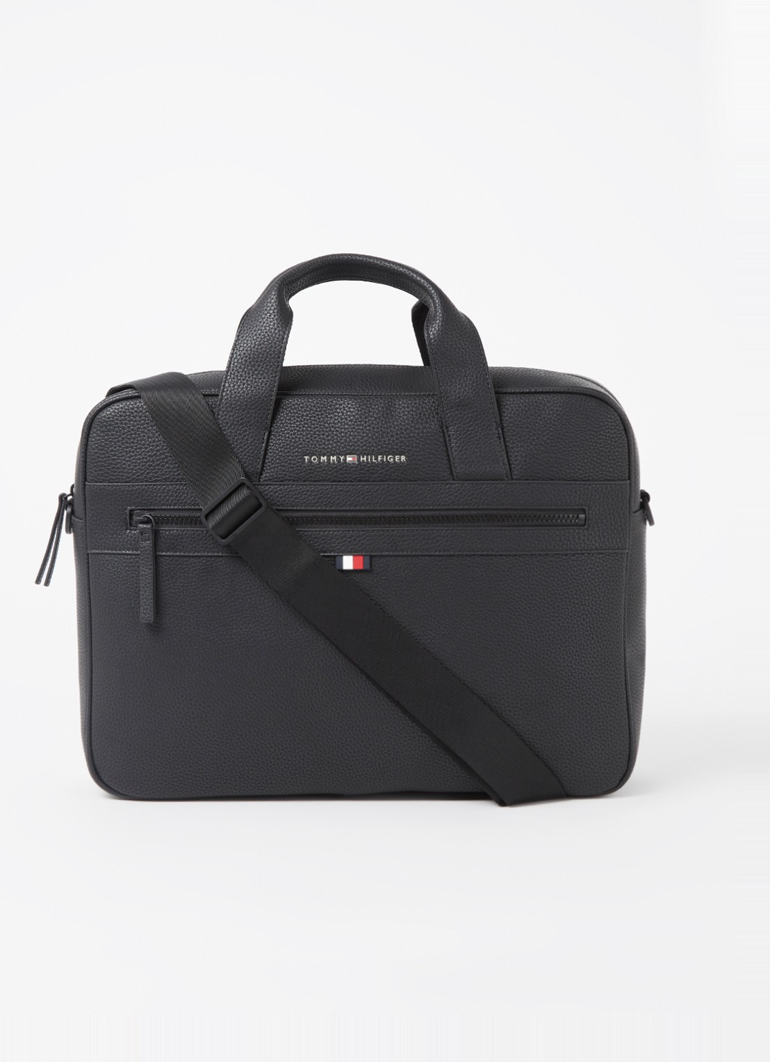Tommy Hilfiger Essential businesstas met 15 inch laptopvak - voorkant 3 zwart
