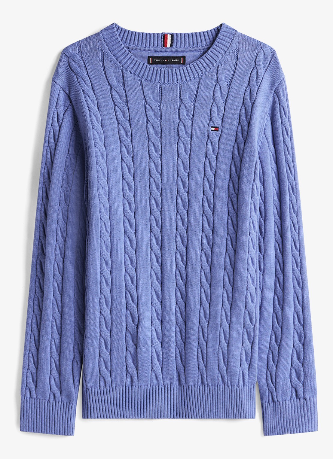 Tommy Hilfiger Essential Cable Knit Jumper - voorkant 2 lichtblauw