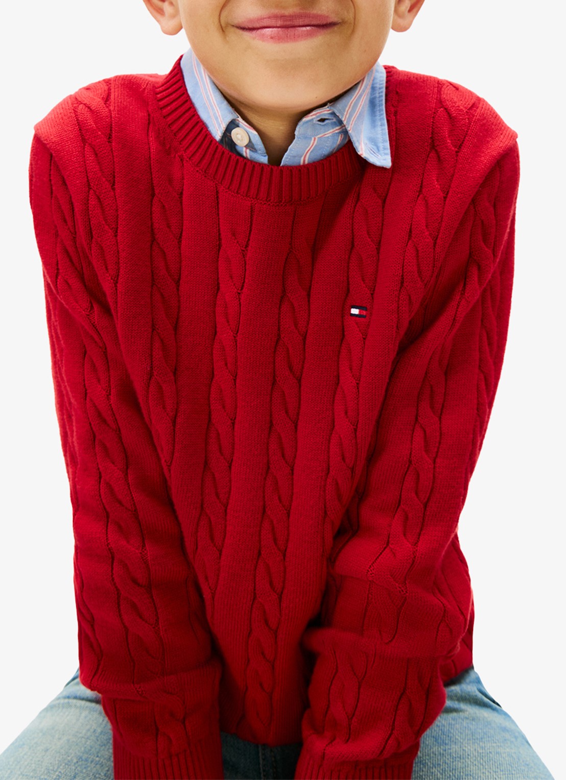 Tommy Hilfiger Essential Cable Knit Jumper - detail 4 rood