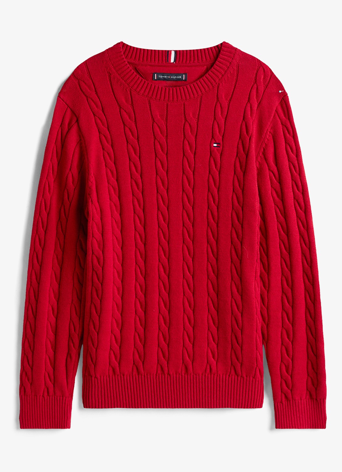 Tommy Hilfiger Essential Cable Knit Jumper - voorkant rood