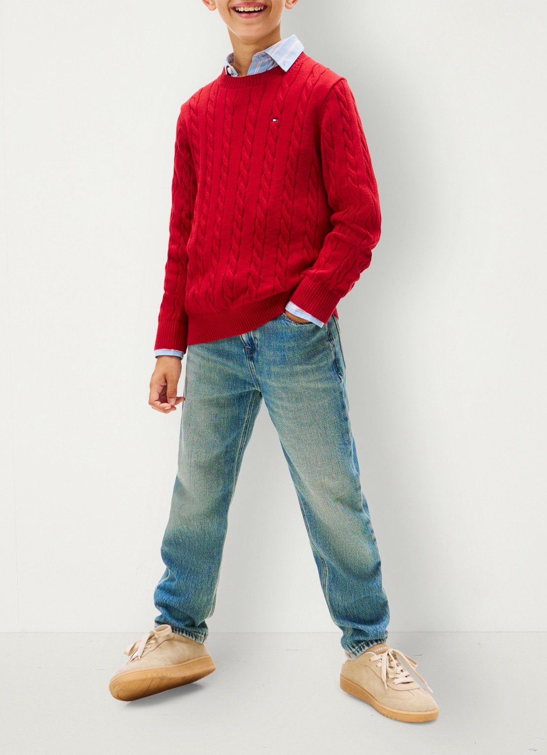 Tommy Hilfiger Essential Cable Knit Jumper - voorkant 2 rood