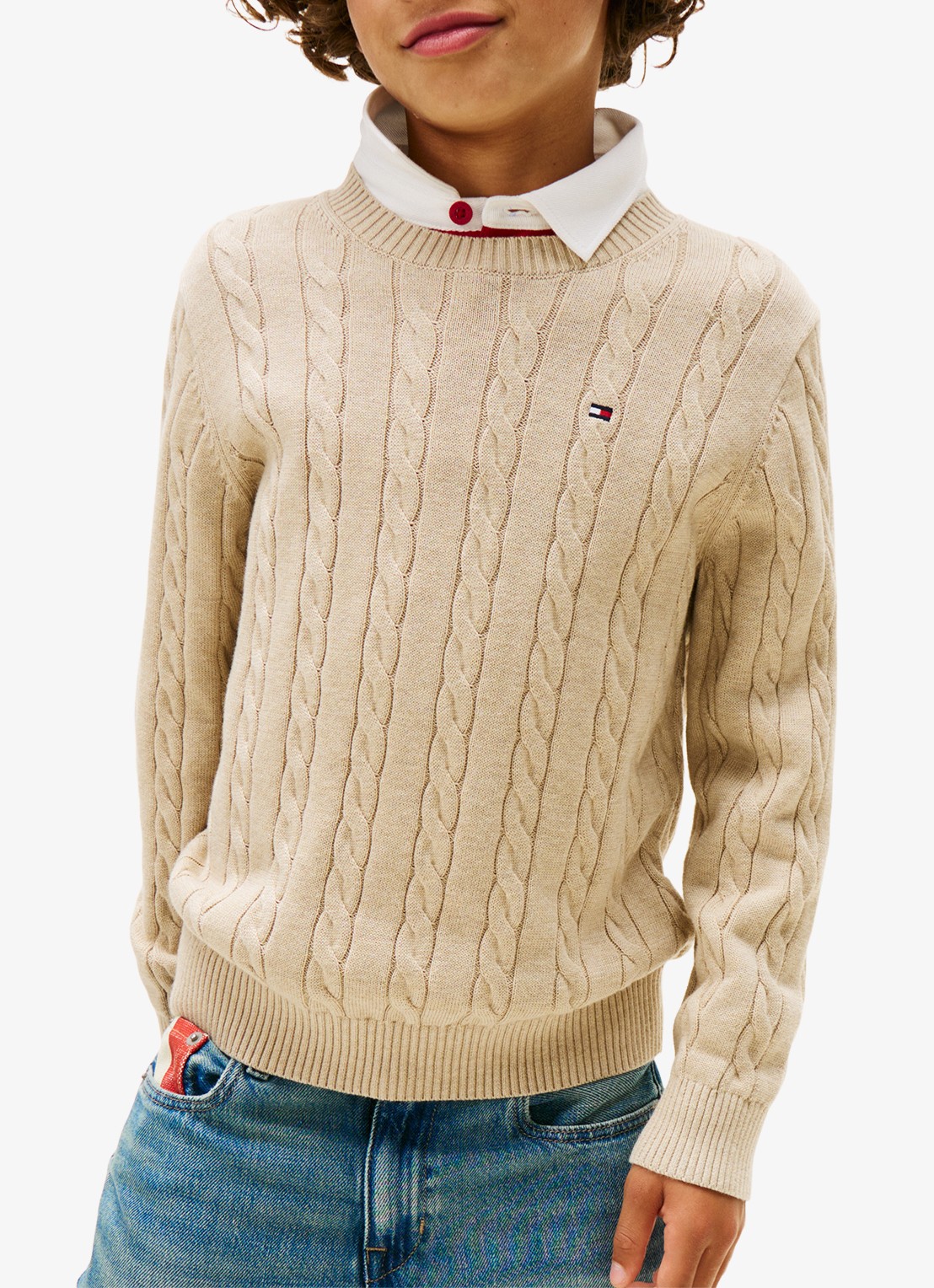 Tommy Hilfiger Essential Cable Knit Jumper - detail 3 beige