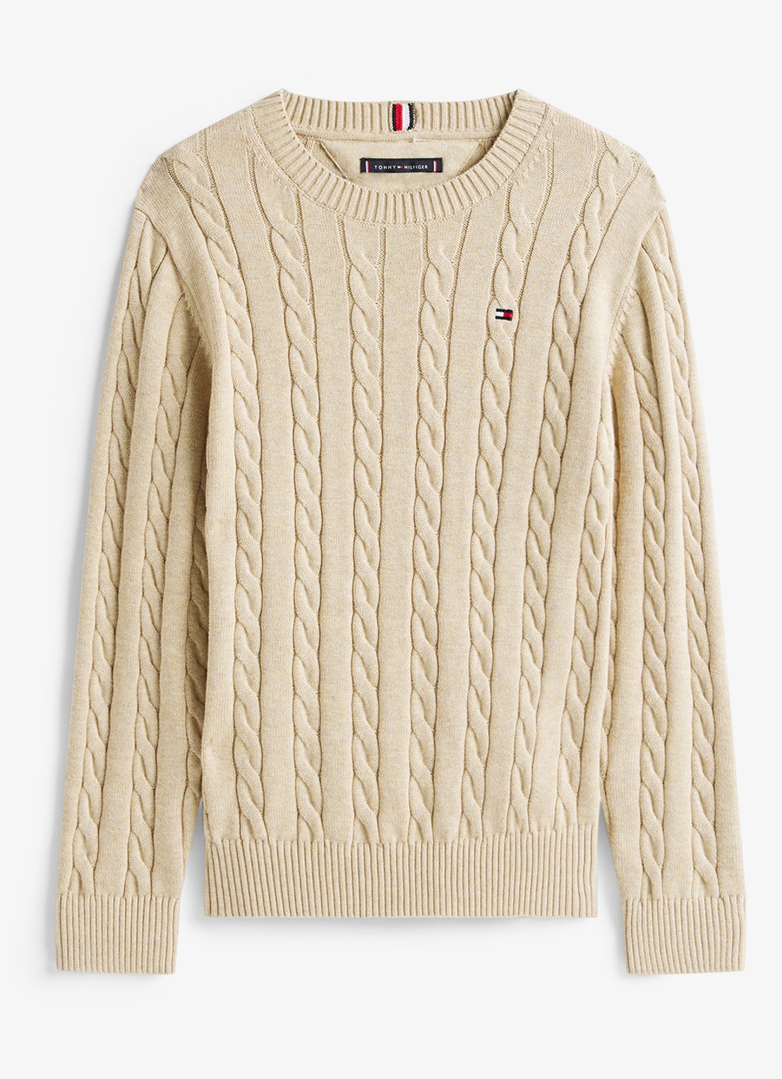 Tommy Hilfiger Essential Cable Knit Jumper - voorkant beige