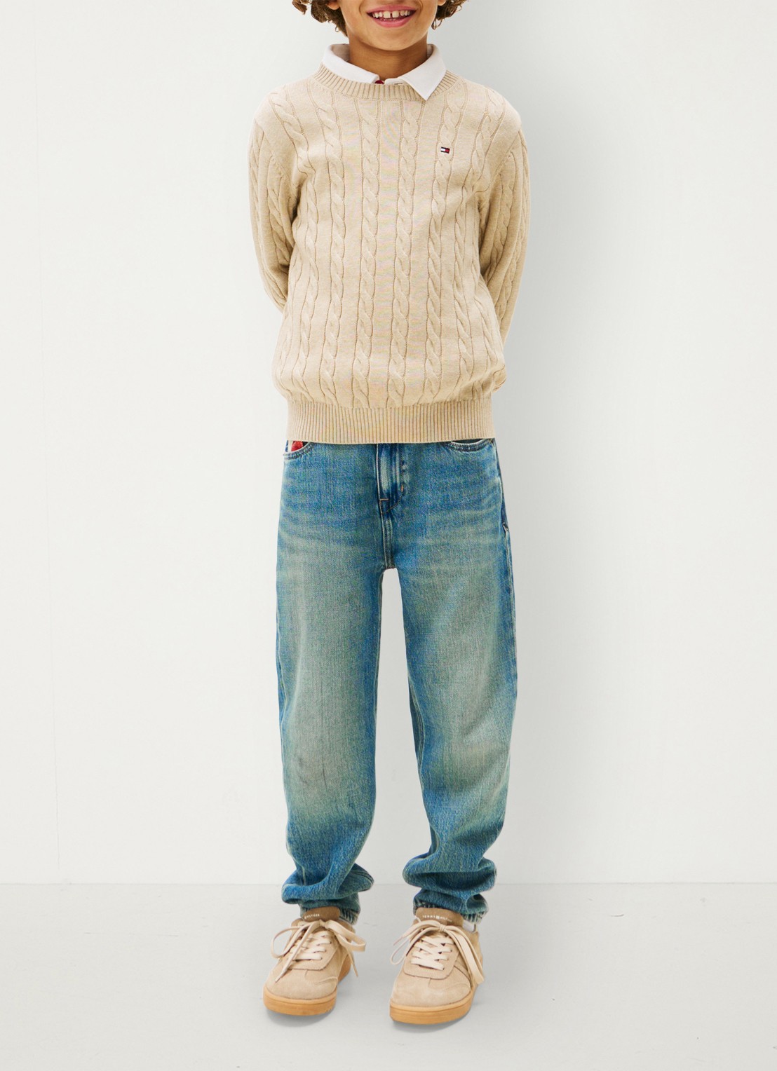 Tommy Hilfiger Essential Cable Knit Jumper - voorkant 2 beige
