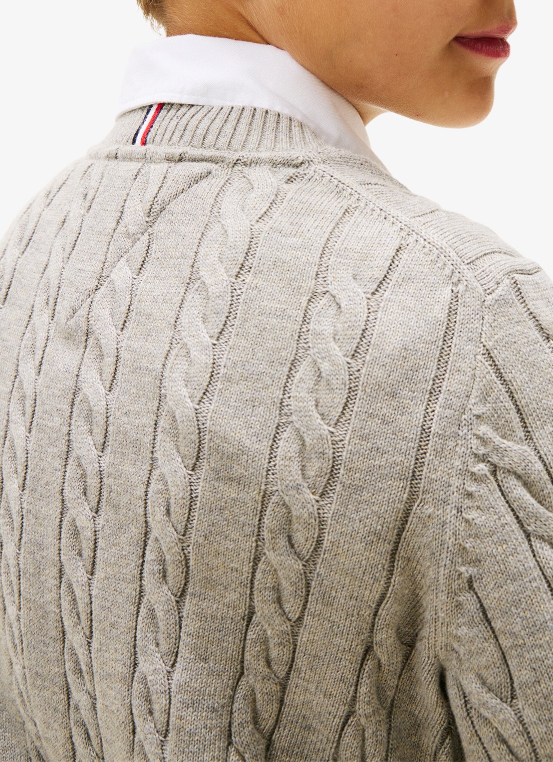 Tommy Hilfiger Essential Cable Knit Jumper - detail 2 grijs