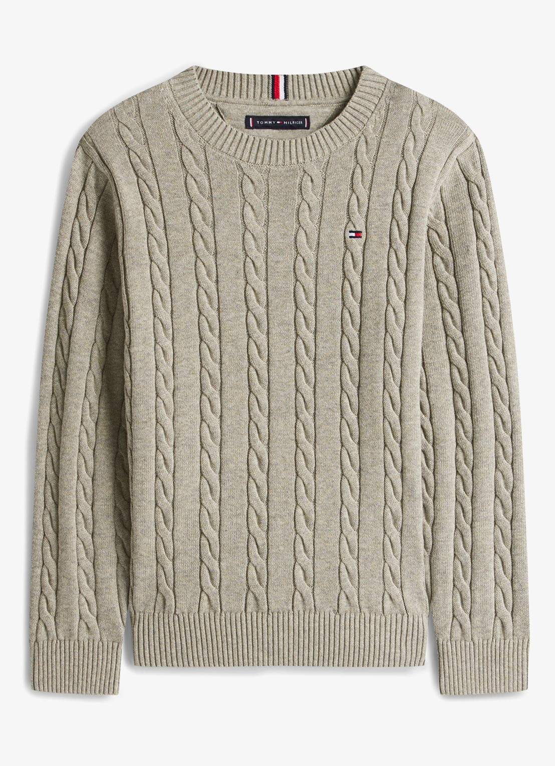 Tommy Hilfiger Essential Cable Knit Jumper - voorkant 3 grijs