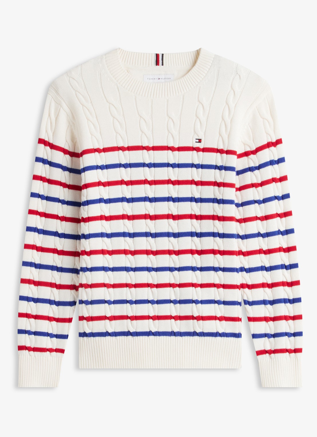 Tommy Hilfiger Essential Cable Knit Jumper - voorkant ivoor