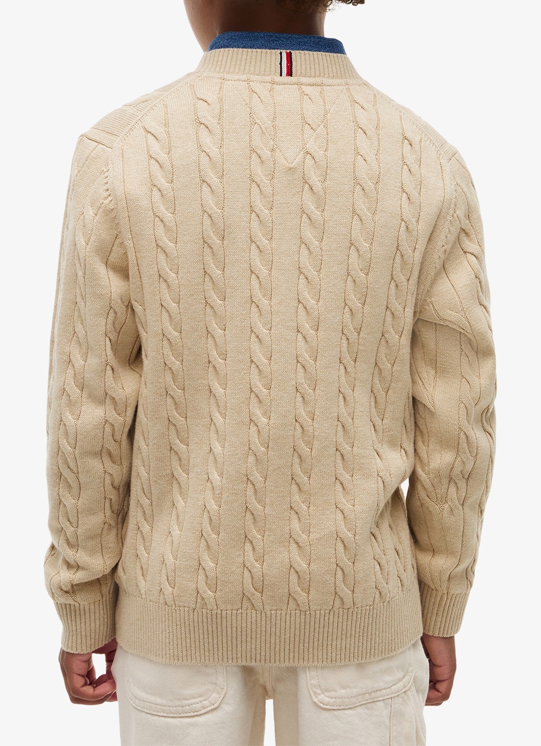 Tommy Hilfiger Essential Cable Knit Jumper - achterkant 3 gentle gold htr-afo / geel