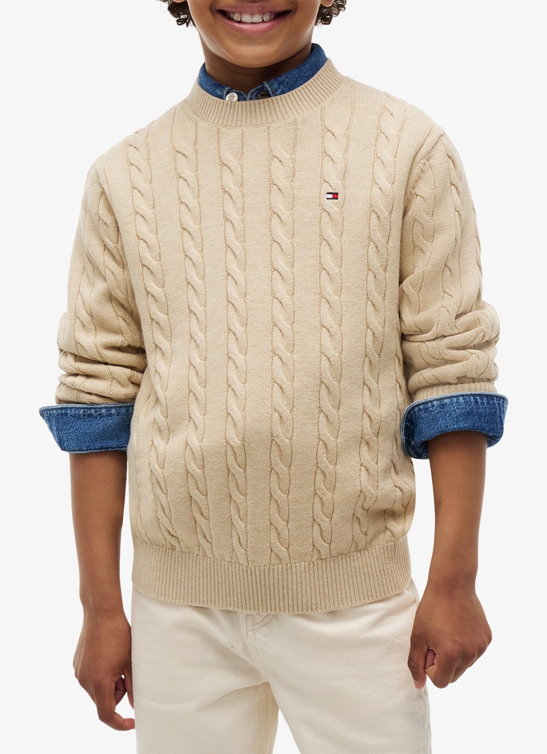 Tommy Hilfiger Essential Cable Knit Jumper - detail gentle gold htr-afo / geel