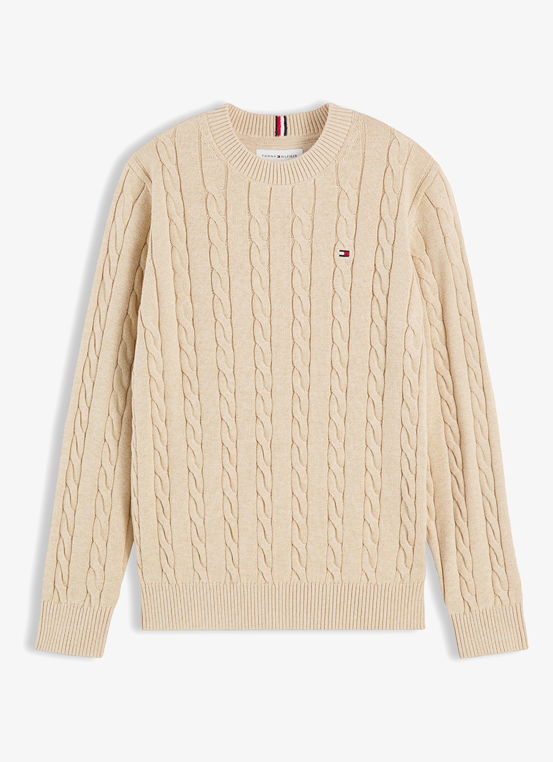 Tommy Hilfiger Essential Cable Knit Jumper - voorkant 4 gentle gold htr-afo / geel