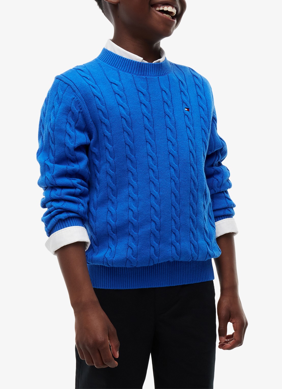 Tommy Hilfiger Essential Cable Knit Jumper - detail 4 vibrant blue-c6o / blauw
