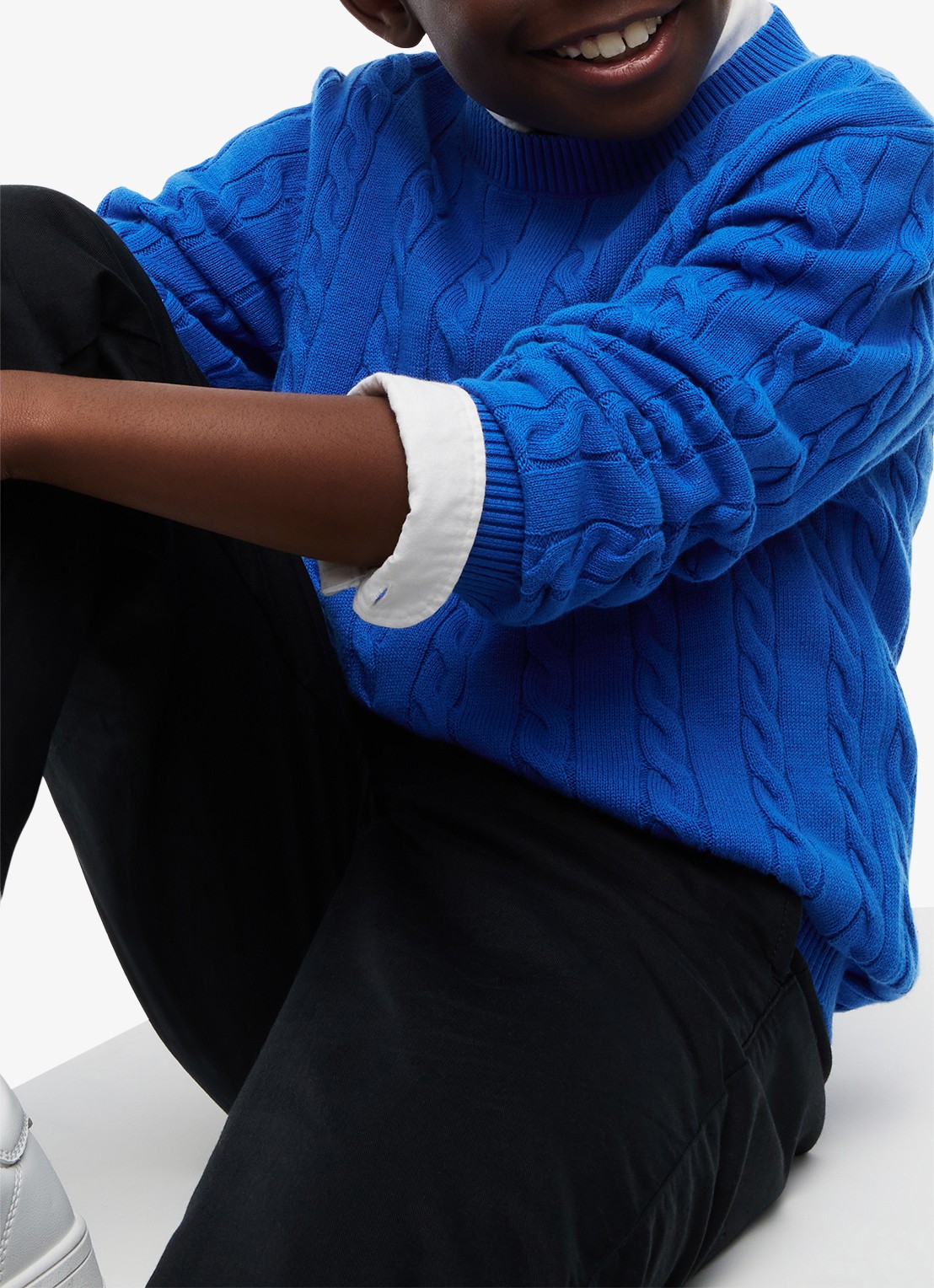 Tommy Hilfiger Essential Cable Knit Jumper - detail 5 vibrant blue-c6o / blauw