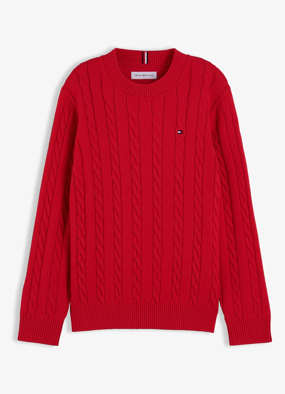 Tommy Hilfiger Essential Cable Knit Jumper - voorkant red glare-xl7 / rood