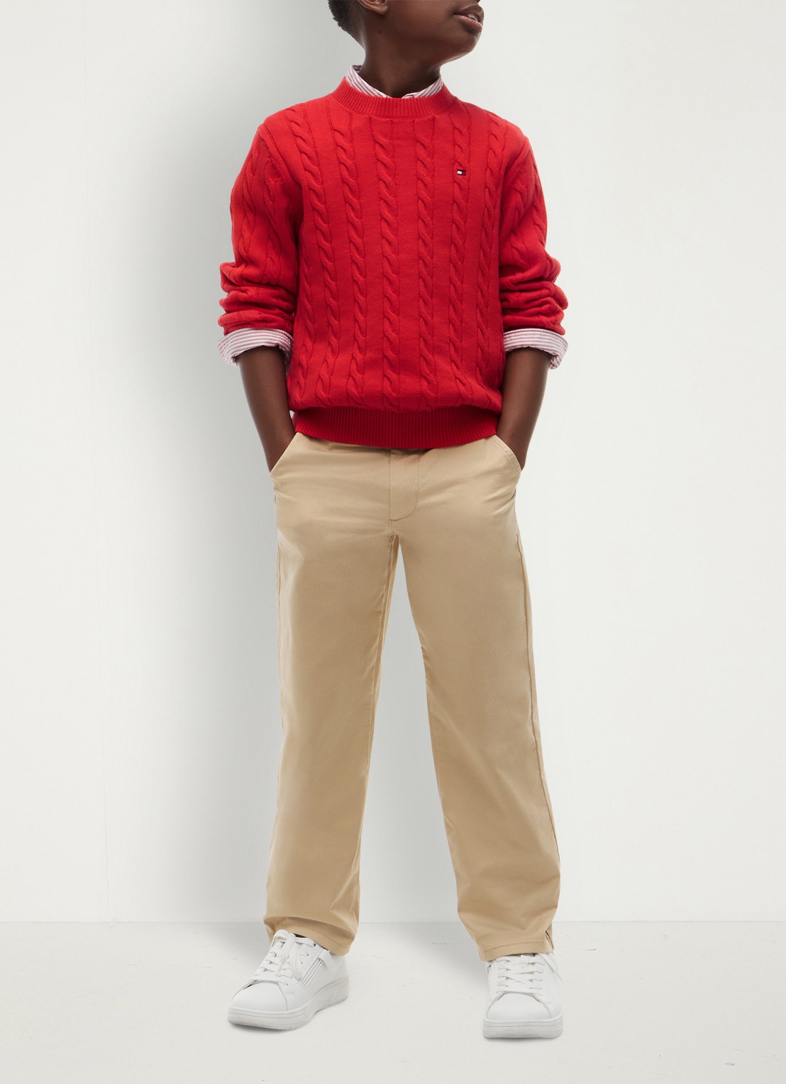 Tommy Hilfiger Essential Cable Knit Jumper - voorkant 2 red glare-xl7 / rood
