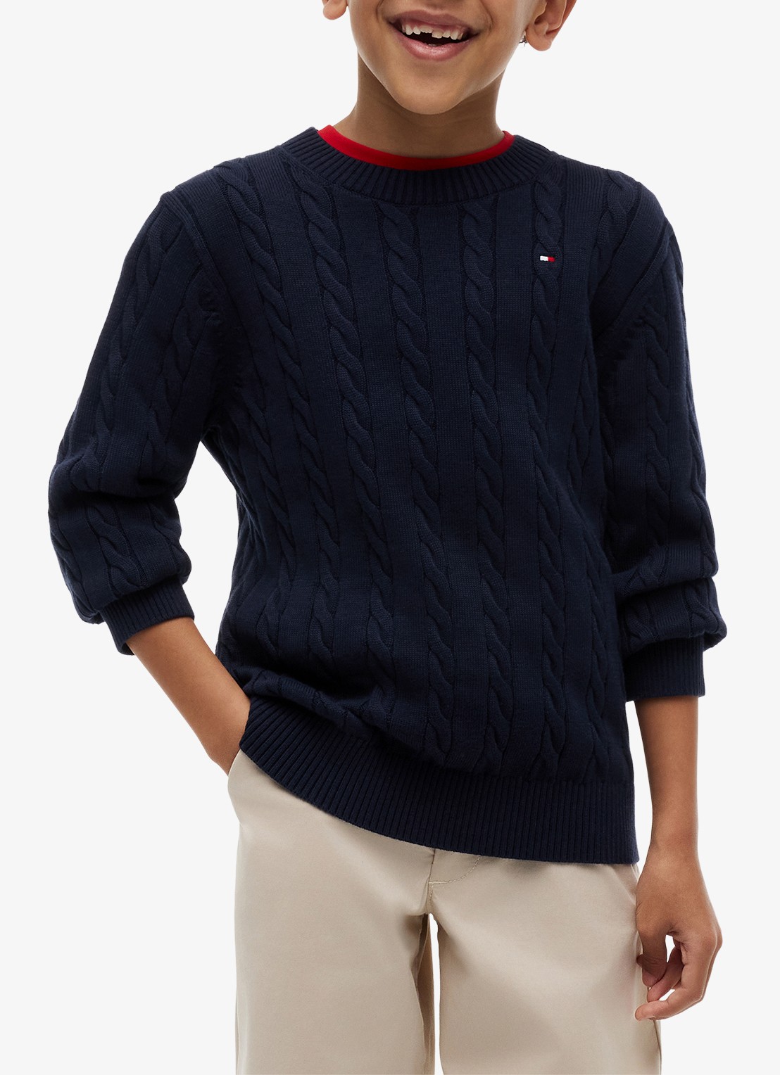 Tommy Hilfiger Essential Cable Knit Jumper - detail dark blue-c1g