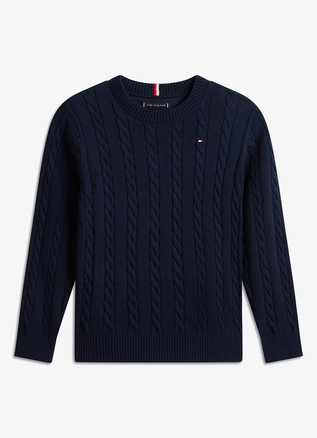 Tommy Hilfiger Essential Cable Knit Jumper - voorkant 7 dark blue-c1g