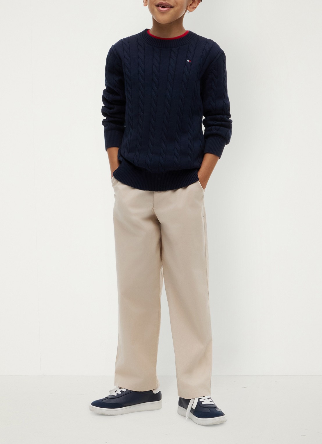Tommy Hilfiger Essential Cable Knit Jumper - voorkant 8 dark blue-c1g