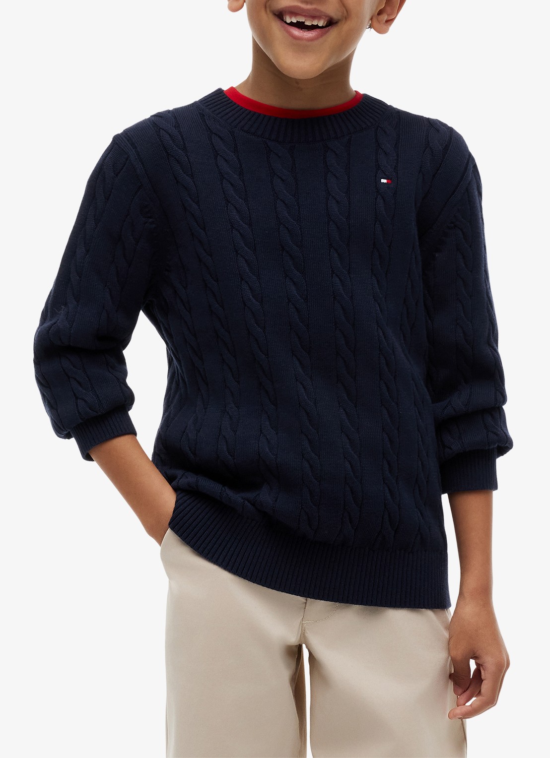 Tommy Hilfiger Essential Cable Knit Jumper - detail dark blue-c1g