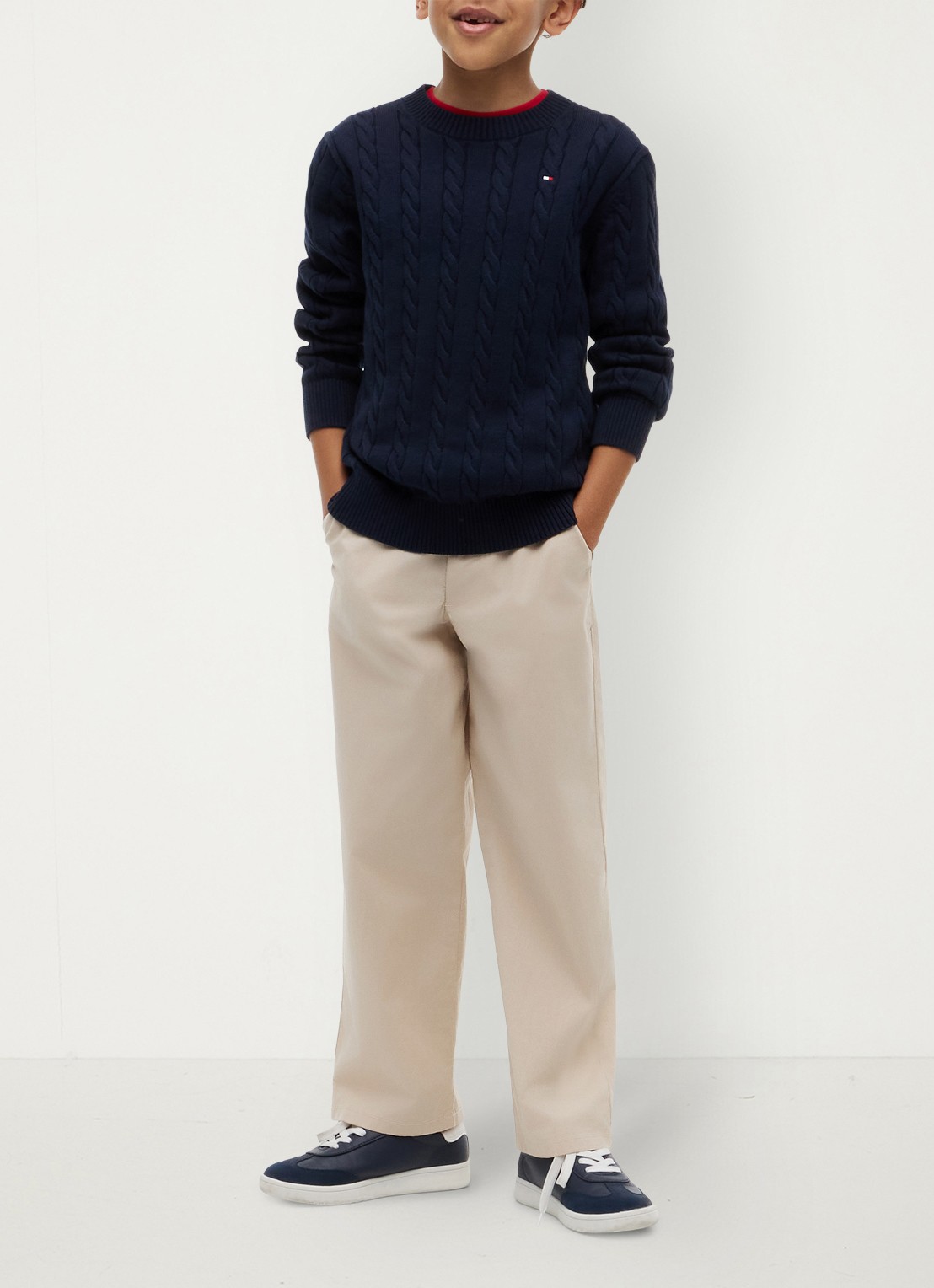 Tommy Hilfiger Essential Cable Knit Jumper - voorkant 4 dark blue-c1g